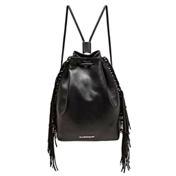 Victoria’s Secret Black Fringe Drawstring Backpack - Picture 1 of 16